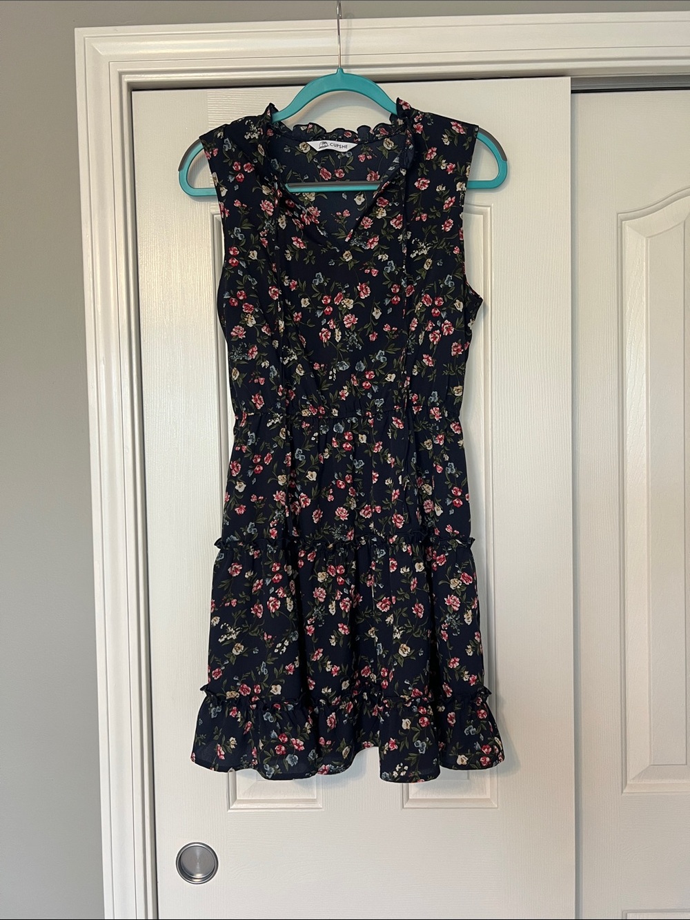 Cupshe Navy Mini Dress with Floral Print
